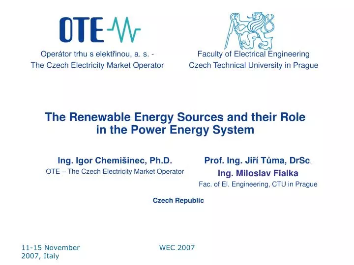 the renewable energy sources and their role in the power energy system