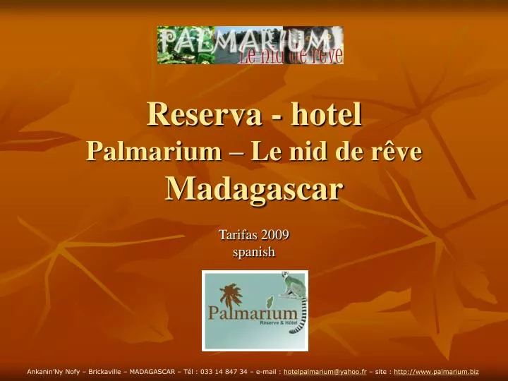reserva hotel palmarium le nid de r ve madagascar
