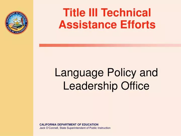 title iii technical assistance efforts