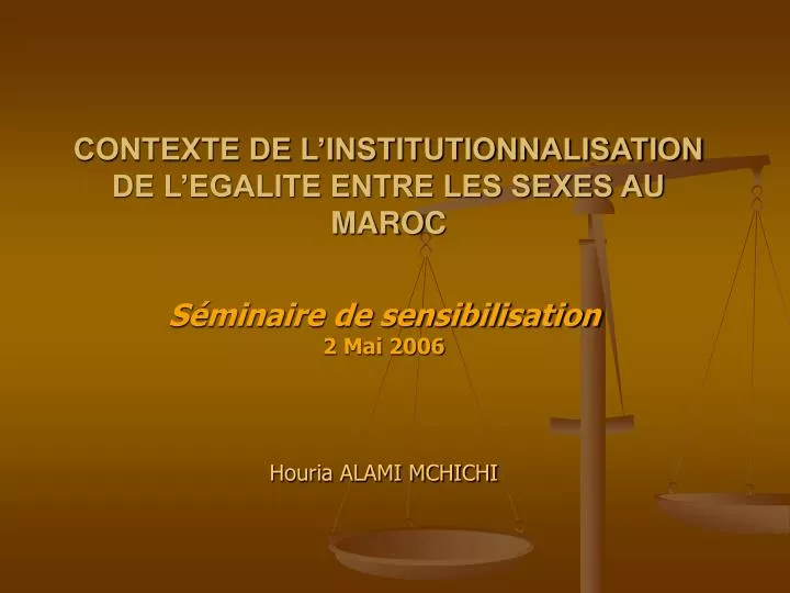 contexte de l institutionnalisation de l egalite entre les sexes au maroc