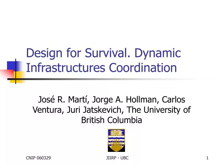 design for survival dynamic infrastructures coordination