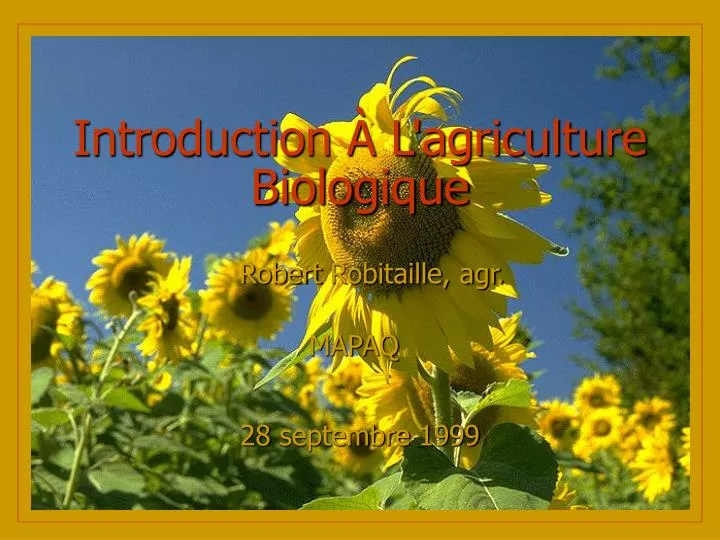 introduction l agriculture biologique