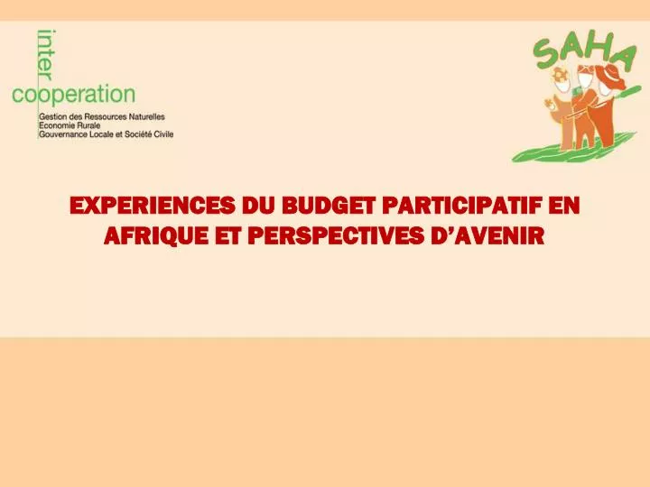 experiences du budget participatif en afrique et perspectives d avenir