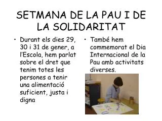 setmana de la pau i de la solidaritat