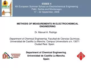 METHODS OF MEASUREMENTS IN ELECTROCHEMICAL ENGINEERING