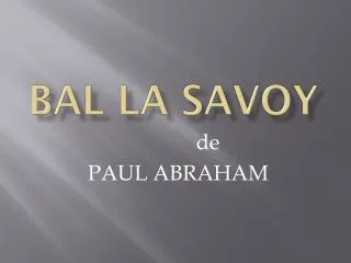 Bal la Savoy