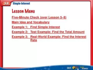 lesson menu