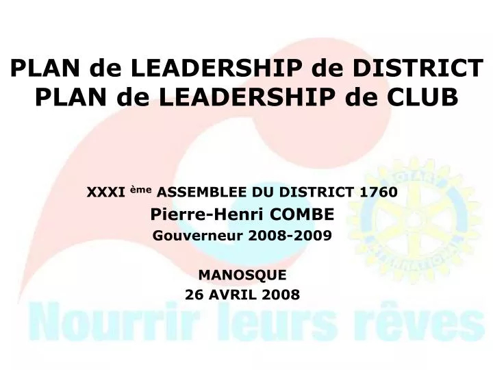 plan de leadership de district plan de leadership de club