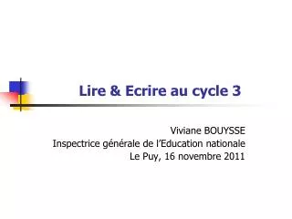 lire ecrire au cycle 3