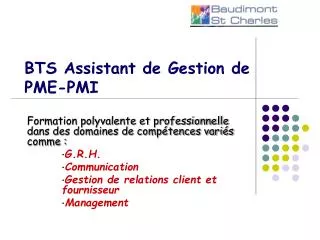 bts assistant de gestion de pme pmi