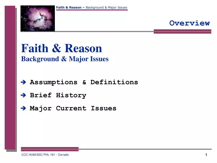 faith reason background major issues