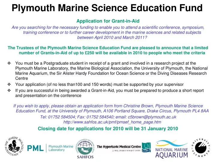 plymouth marine science education fund