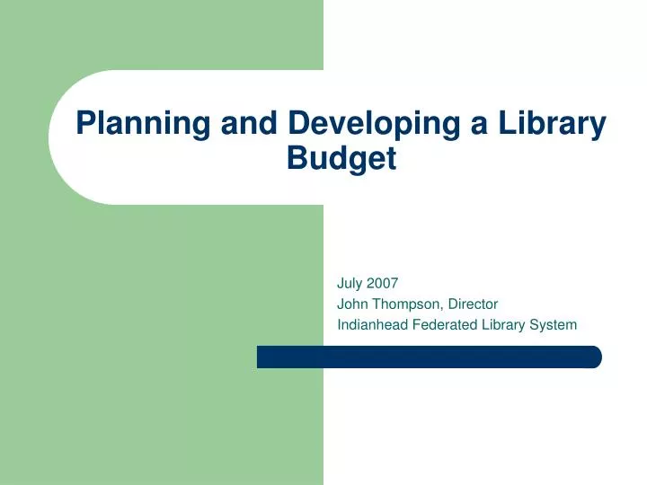 planning and developing a library budget