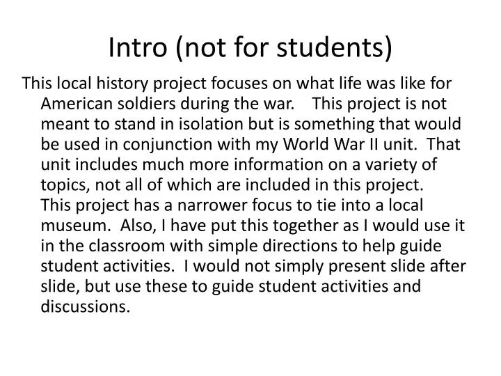 intro not for students