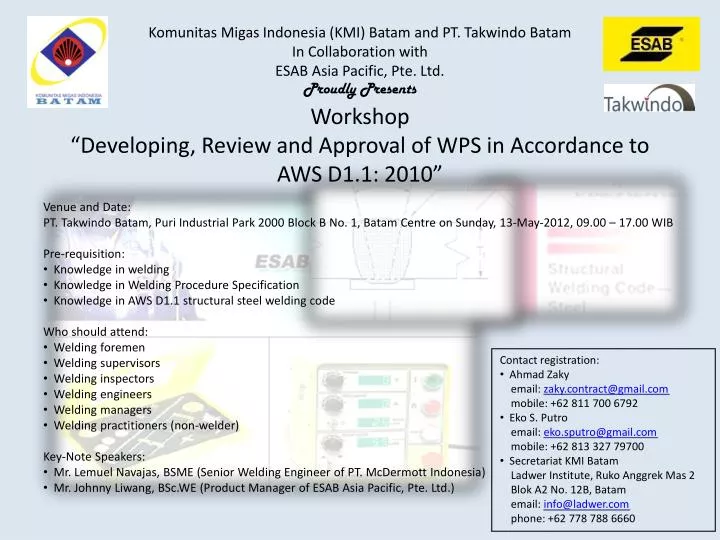 workshop developing review and approval of wps in accordance to aws d1 1 2010