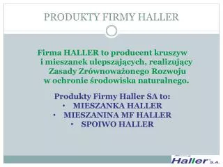 produkty firmy haller