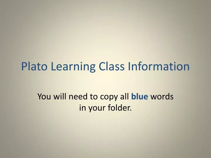 plato learning class information