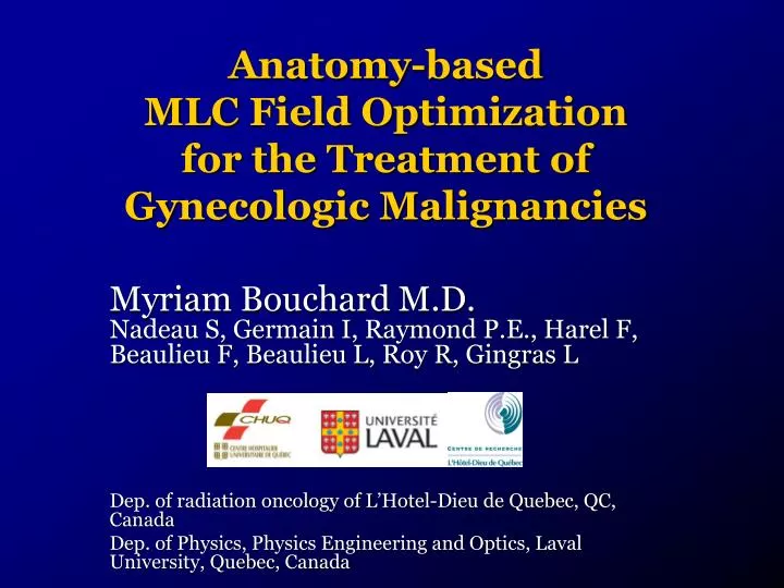 anatomy based mlc field optimization for the treatment of gynecologic malignancies