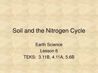 Soil and the Nitrogen Cycle