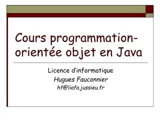 cours programmation orient e objet en java