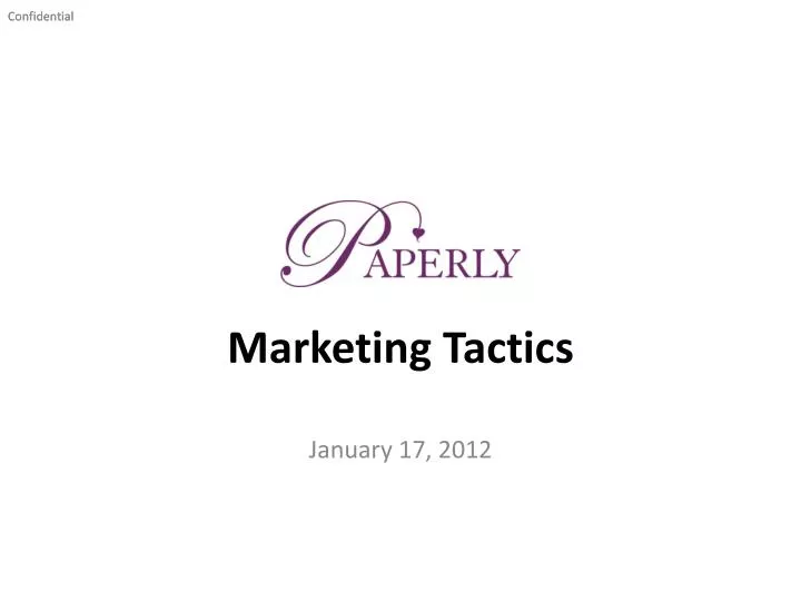 marketing tactics january 17 2012
