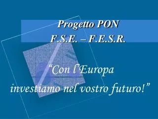 progetto pon f s e f e s r