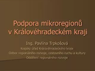 podpora mikroregion v kr lov hradeck m kraji