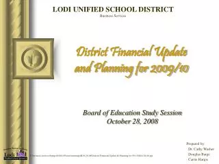 District Financial Update and Planning for 2009/10