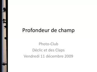 profondeur de champ