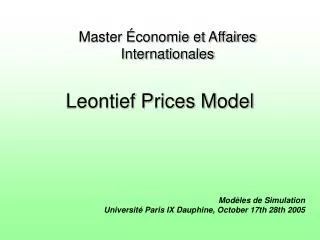 Leontief Prices Model