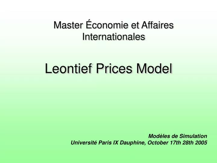 leontief prices model