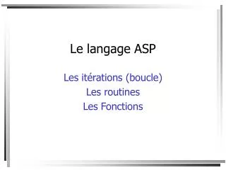 le langage asp