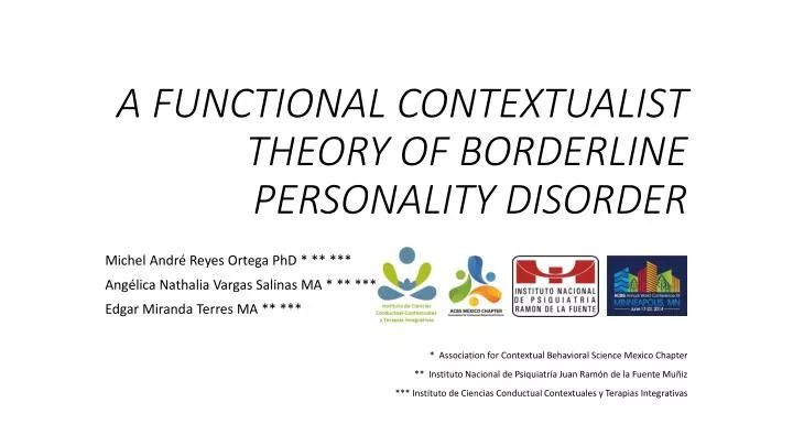 a functional contextualist theory of borderline personality disorder