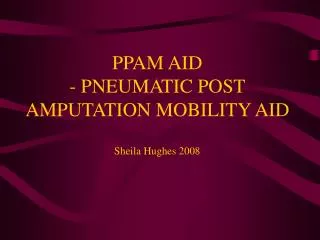 PPAM AID - PNEUMATIC POST AMPUTATION MOBILITY AID Sheila Hughes 2008