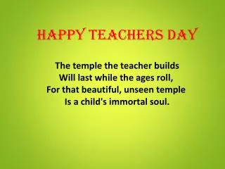 The temple the teacher builds