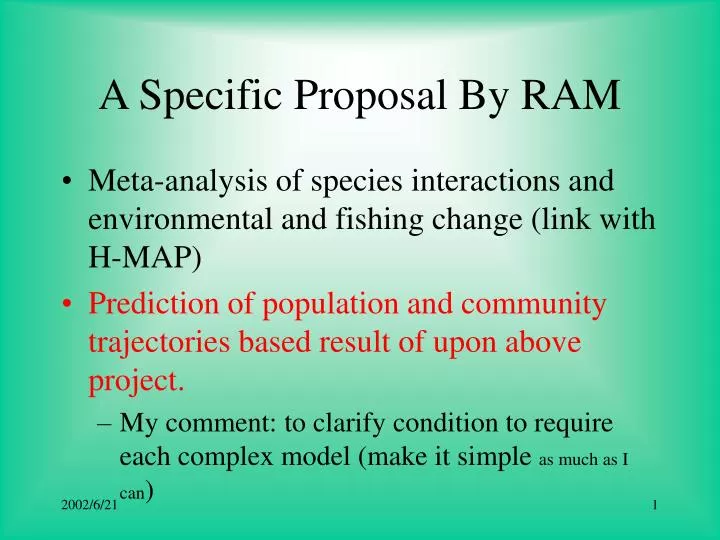a specific proposal by ram
