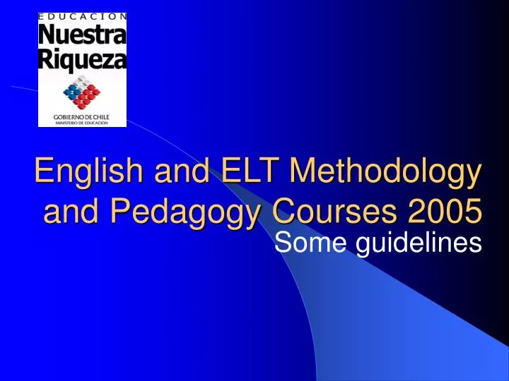 english and elt methodology and pedagogy courses 2005