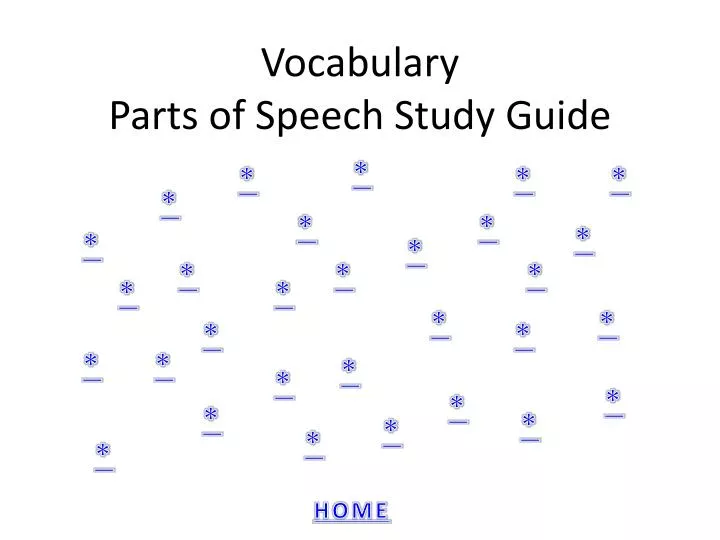 vocabulary parts of speech study guide