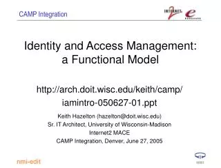 Identity and Access Management: a Functional Model
