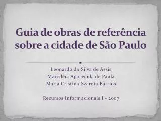 guia de obras de refer ncia sobre a cidade de s o paulo