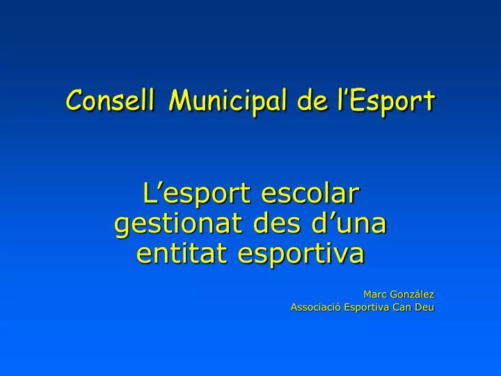 consell municipal de l esport