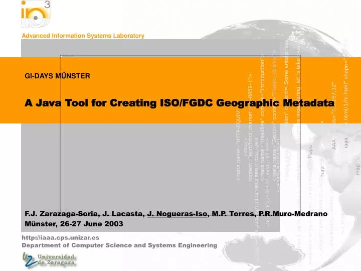 gi days m nster a java tool for creating iso fgdc geographic metadata