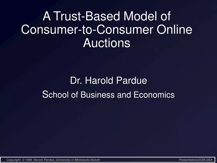 a trust based model of consumer to consumer online auctions