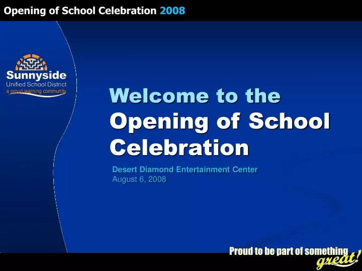 welcome to the opening of school celebration