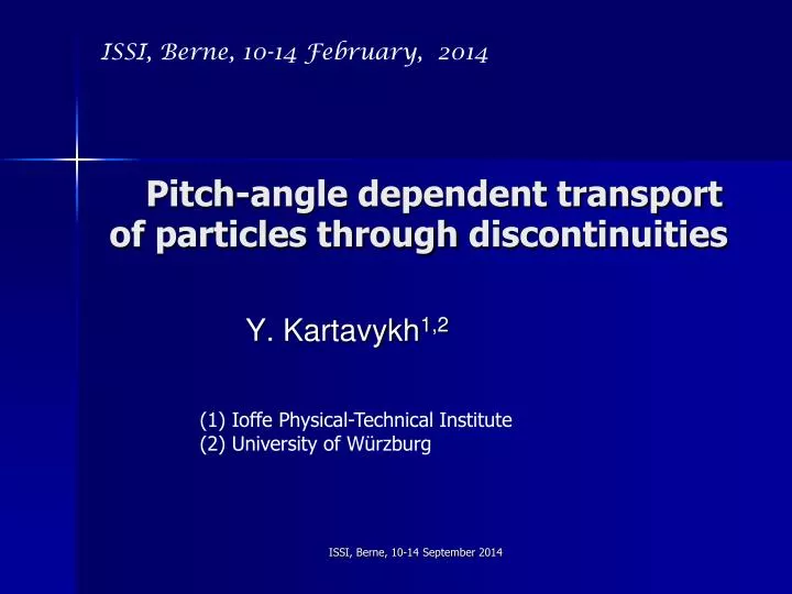 pitch angle dependent transport of particles through discontinuities
