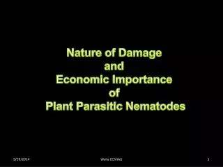 Nature of Damage and Economic Importance of Plant Parasitic Nematodes