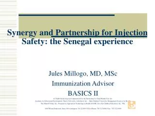 Synergy and Partnership for Injection Safety: the Senegal experience