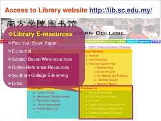 Library E-resources Past Year Exam Paper E-Journal Subject Based Web-resources