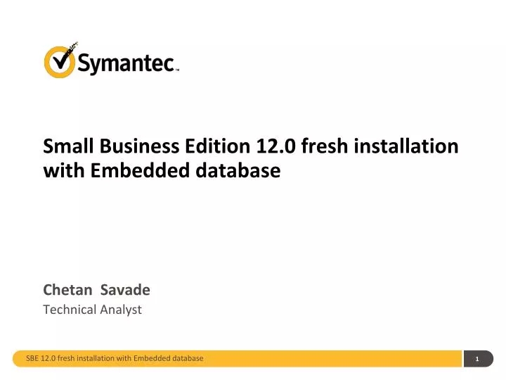 small business edition 12 0 fresh installation with embedded database