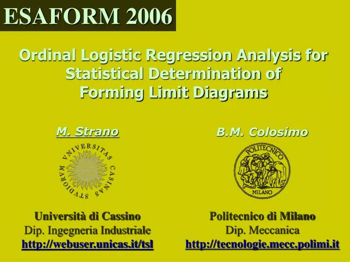 ordinal logistic regression analysis for statistical determination of forming limit diagrams